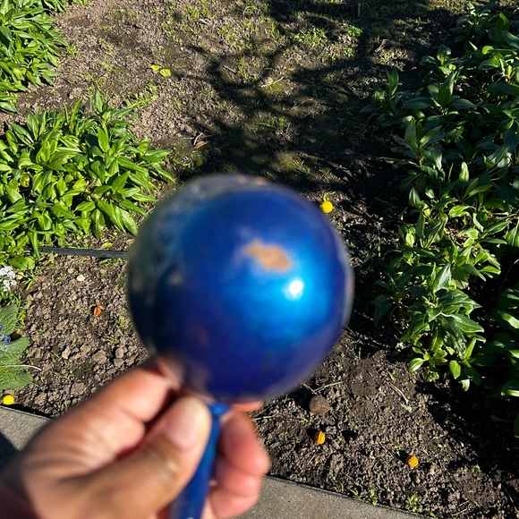 Vintage Rattle Shaker Percussion Musical Instrument Hand-Painted Blue Tr… - Picture 3 of 5